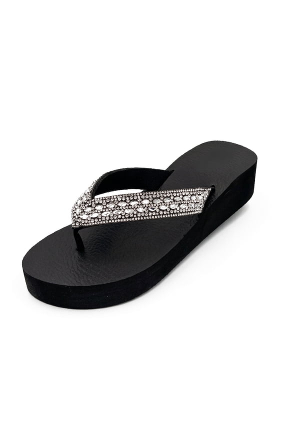 Women's Rhinestone Platform Wedge Flip Flops Slip-Resistant EVA Beach Sandals
