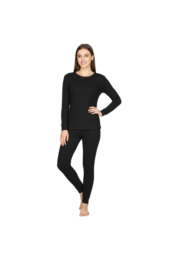 Women’s Thermal Set Cotton Waffle Knit Long Johns Underwear Top Pants Winter Pajama