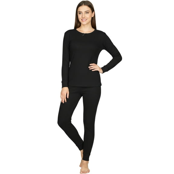 Lavra Women’s Thermal Set Cotton Waffle Knit Long Johns Underwear Top Pants Winter Pajama