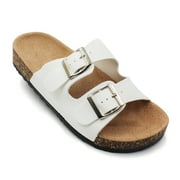 LAVRA Women's Double Buckle Sandals Cork Footbed Slides Classic Summer Flatform