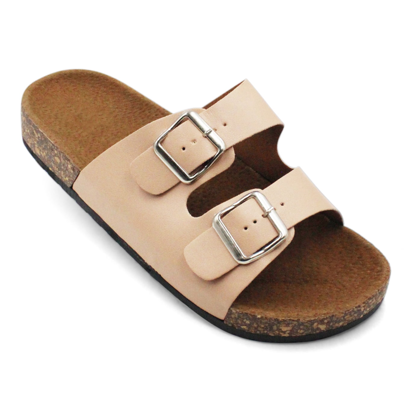 LAVRA Women's Double Buckle Sandals Cork Footbed Slides Classic Summer