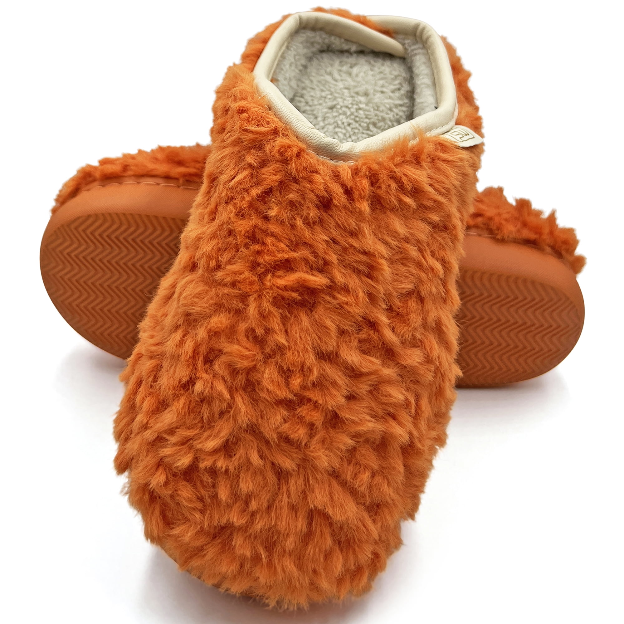 Orange store fur slippers