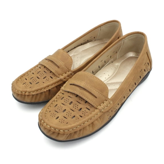 LAVRA Women's Faux Leather Loafers Casual Slip On Moccasin Shoes