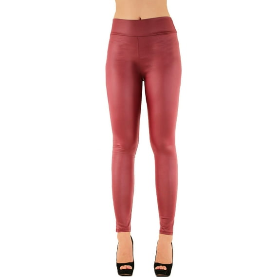 LAVRA Women's Faux Leather Vinyl Liquid Leggings