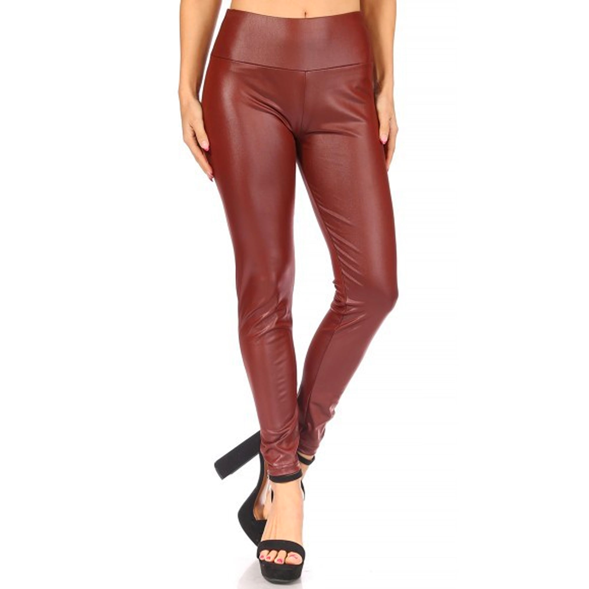 LAVRA Women's Faux Leather Vinyl Liquid Leggings 