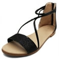 thumbnail image 1 of LAVRA Women's Flat Open Toe Cross Strap Sandals with Back Zipper, 1 of 4