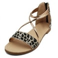 thumbnail image 1 of LAVRA Women's Flat Open Toe Cross Strap Sandals with Back Zipper, 1 of 4
