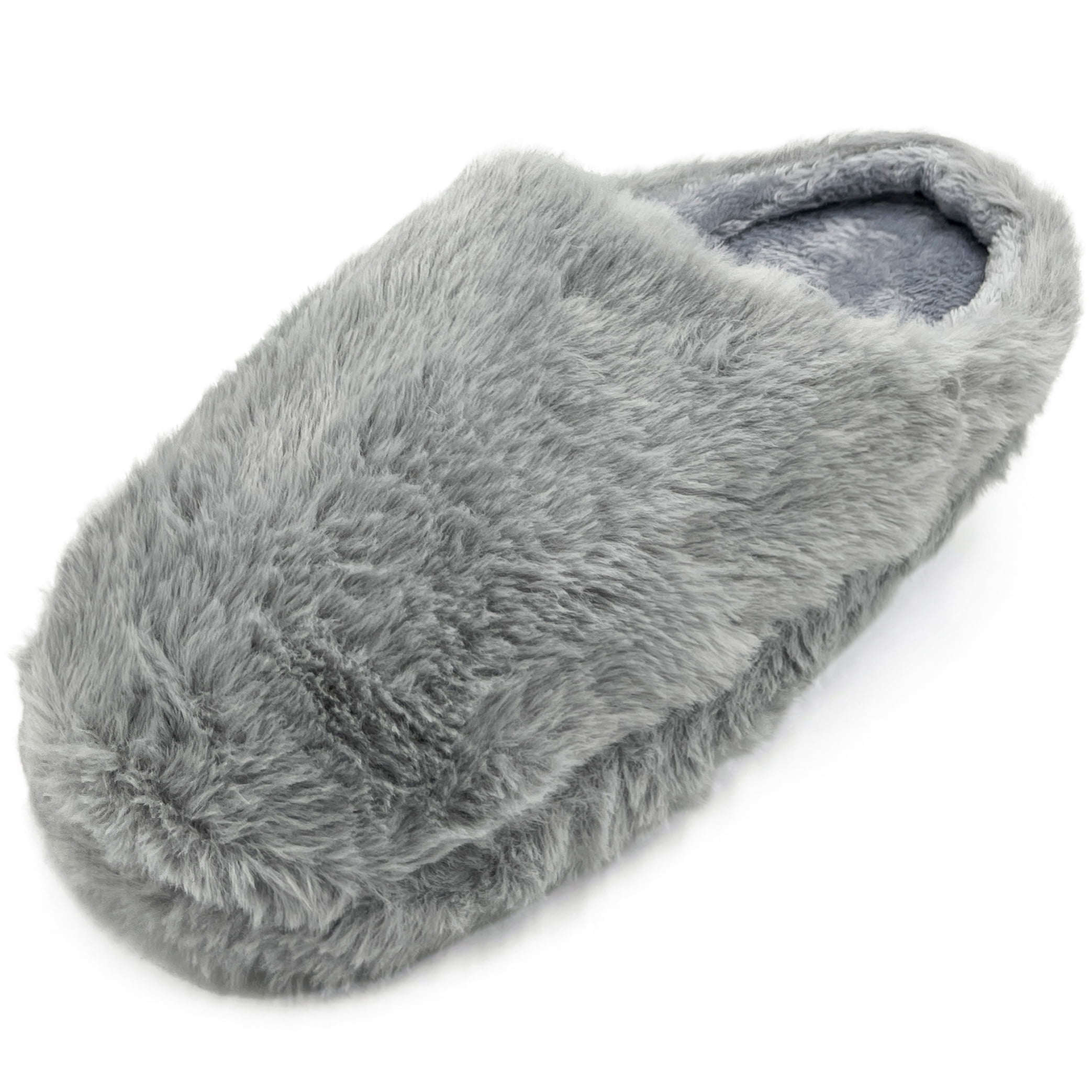LAVRA Women's Fuzzy Slippers Warm Bedroom Faux Fur House Shoes ...