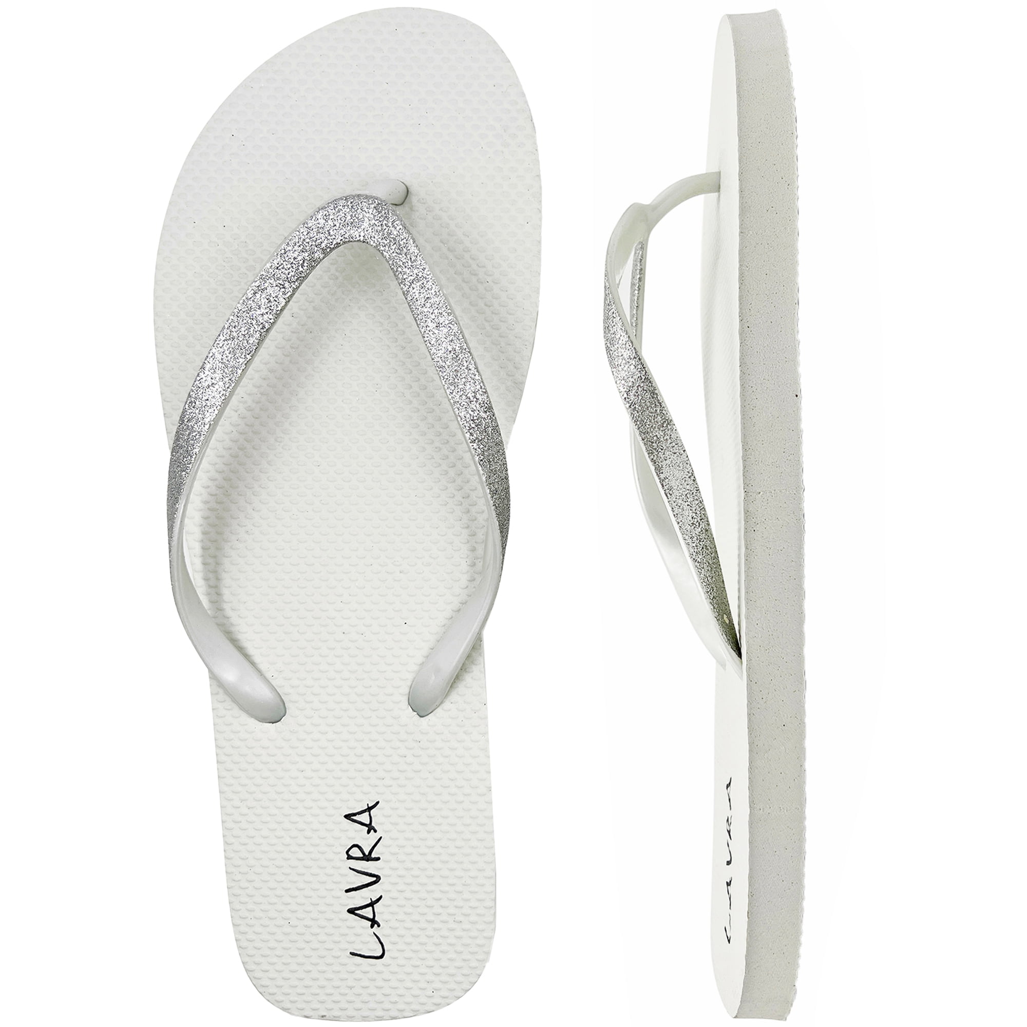 LAVRA Women's Glitter Flip Flop Bling Bridal Beach Thong Sandals ...