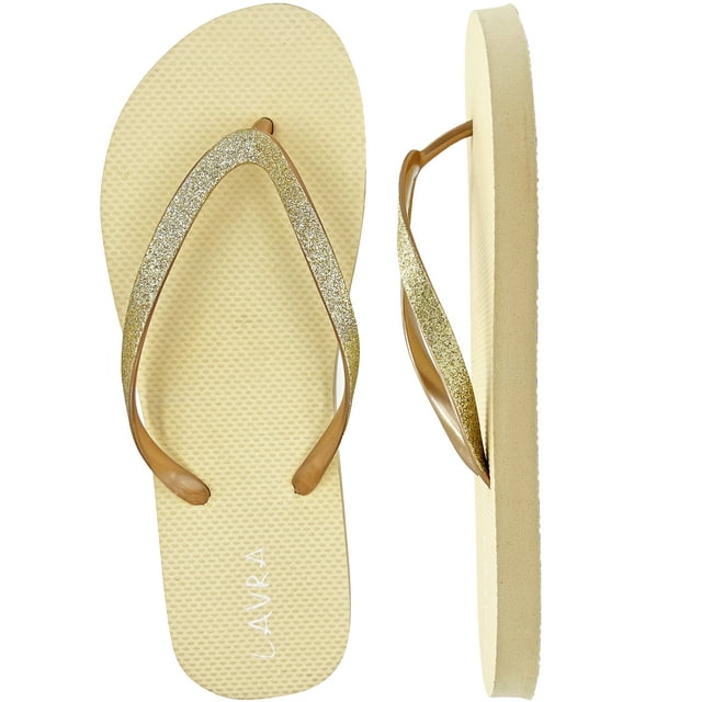 LAVRA Women's Glitter Flip Flop Bling Bridal Beach Thong Sandals ...