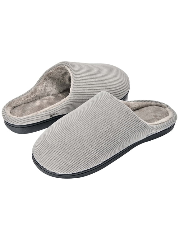Women's Memory Foam Slippers Non-Slip Hard Sole Indoor Outdoor House Shoes Corduroy
