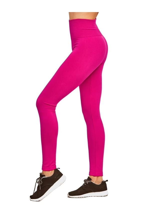Women's High Waist Fleece Leggings Regular & Plus Size Wide Band Yoga Pants