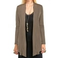 thumbnail image 1 of LAVRA Women's Long Sleeve Draped Neck Open Front Waist Length Solid Cardigan, 1 of 1