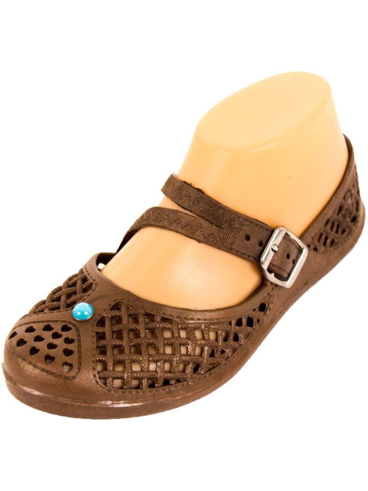 LAVRA Women's Mary Jane Black Jelly Flats