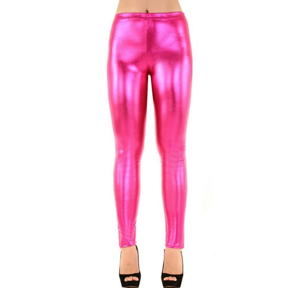 LAVRA Women's Metallic Shiny Full Length Leggings