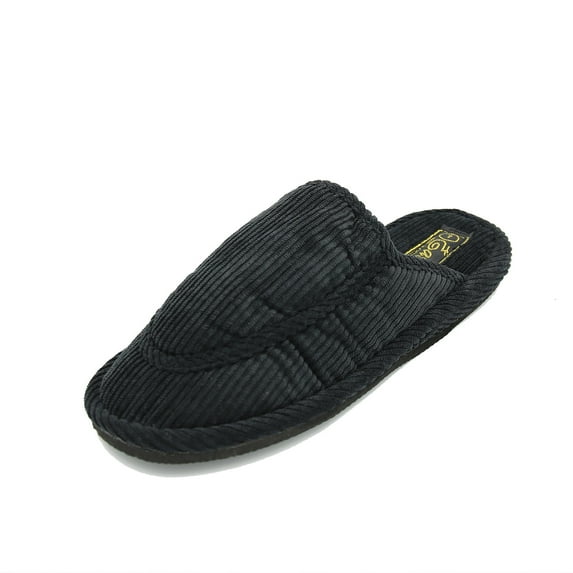 LAVRA Women's Open Back Corduroy Black Comfort Slippers