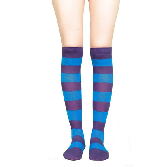 LAVRA Women's Pair of Colorful Assorted Bright Knee High Striped Socks