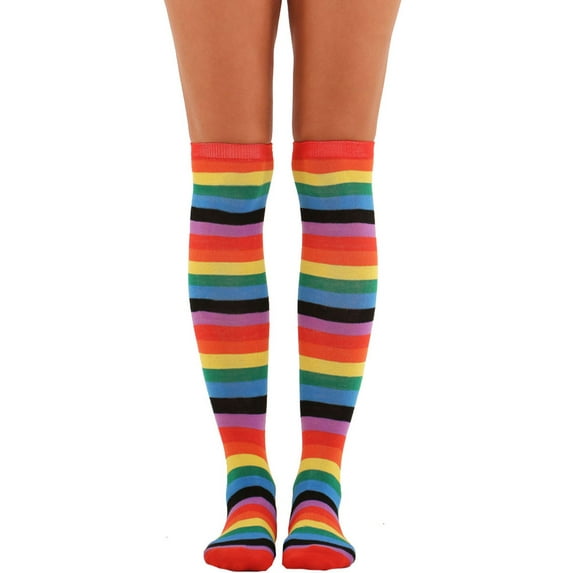 LAVRA Women's Pair of Colorful Assorted Bright Knee High Striped Socks