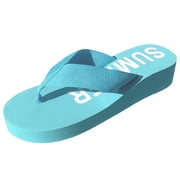 LAVRA Women's Platform Wedge Flip Flop Thick Strap Summer Beach Thong Sandals