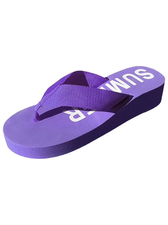 Women's Platform Wedge Flip Flop Thick Strap Summer Beach Thong Sandals