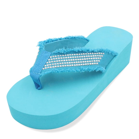 LAVRA Women's Platform Wedge Sandals Summer Beach Studded T Strap Flip Flops