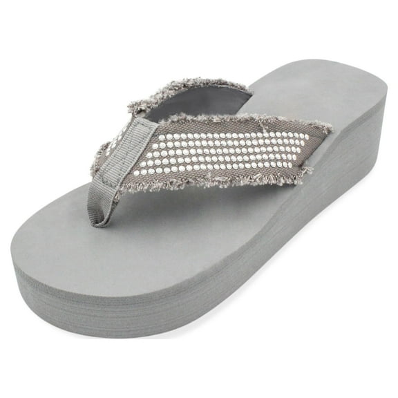 LAVRA Women's Platform Wedge Sandals Summer Beach Studded T Strap Flip Flops