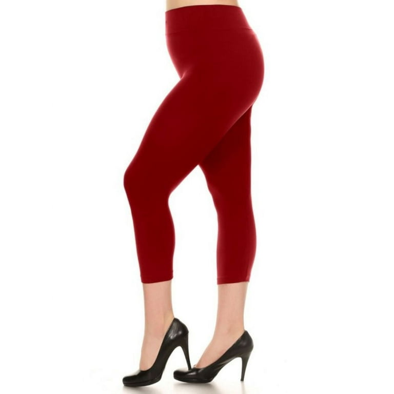 LAVRA Women's Plus Size Capri Legging Cropped Solid Stretchy Nylon Pants