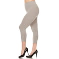 thumbnail image 1 of LAVRA Women's Plus Size Capri Legging Cropped Solid Stretchy Nylon Pants, 1 of 5