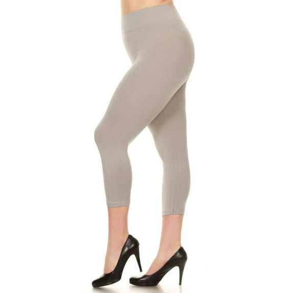LAVRA Women's Plus Size Capri Legging Cropped Solid Stretchy Nylon Pants