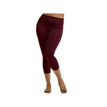 LAVRA Women's Plus Size Cropped Capri Solid Leggings
