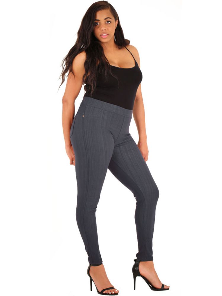 LAVRA Women's Plus Size High Waist Denim Legging Jegging Slim Fit Stretchy - image 1 of 5