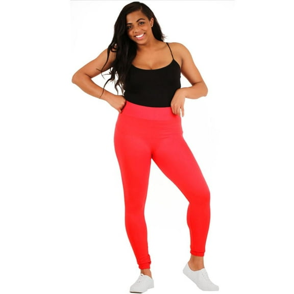 LAVRA Women's Plus Size Nylon Leggings Full Length - Red