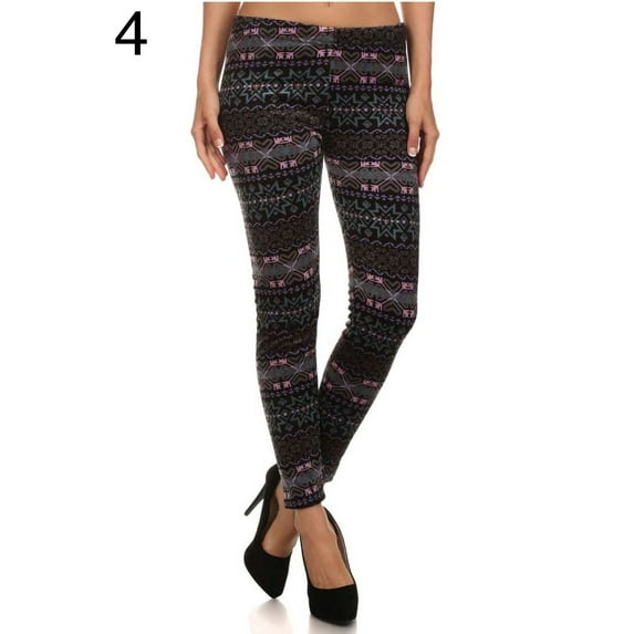 LAVRA Women's Plus Size Printed Faux Fur Lined Stretch Velvet Leggings