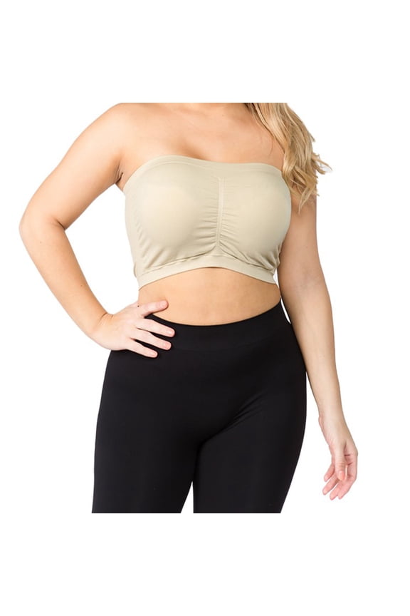 Women’s Plus Size Padded Bandeau Strapless Tube Top Bra up to 3X