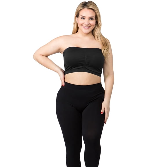 LAVRA Women's Plus Size Strapless Padded Bandeau Bra Seamless Tube Top