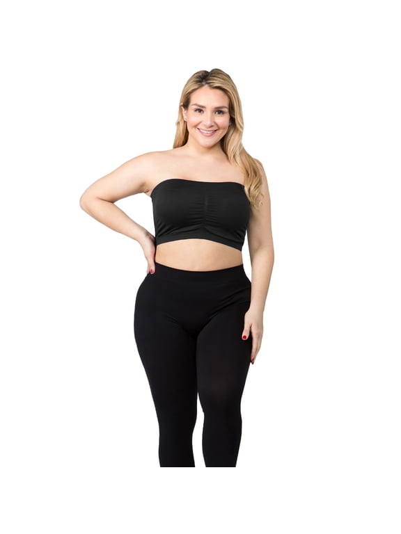 Women's Plus Size Strapless Padded Bandeau Bra Seamless Tube Top