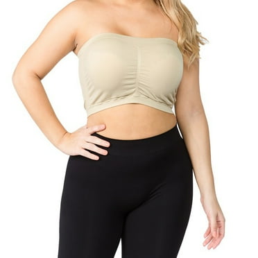 LAVRA Women's Plus Size Strapless Bandeau Padded Tube Top Bra
