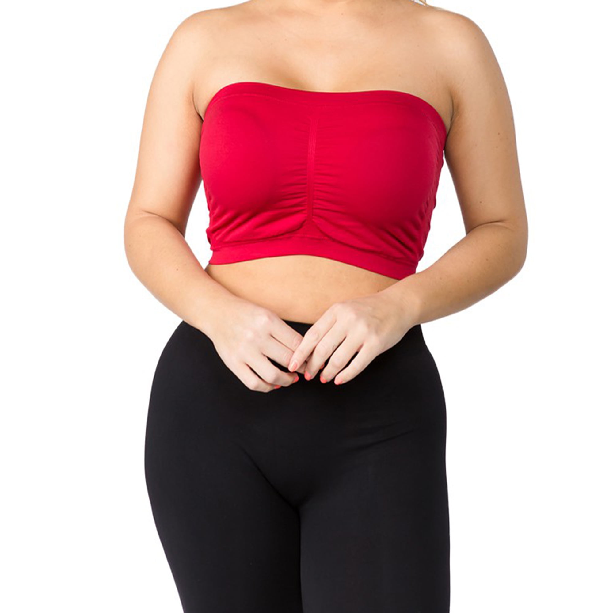 LAVRA Women's Plus Size Strapless Bandeau Padded Tube Top Bra 