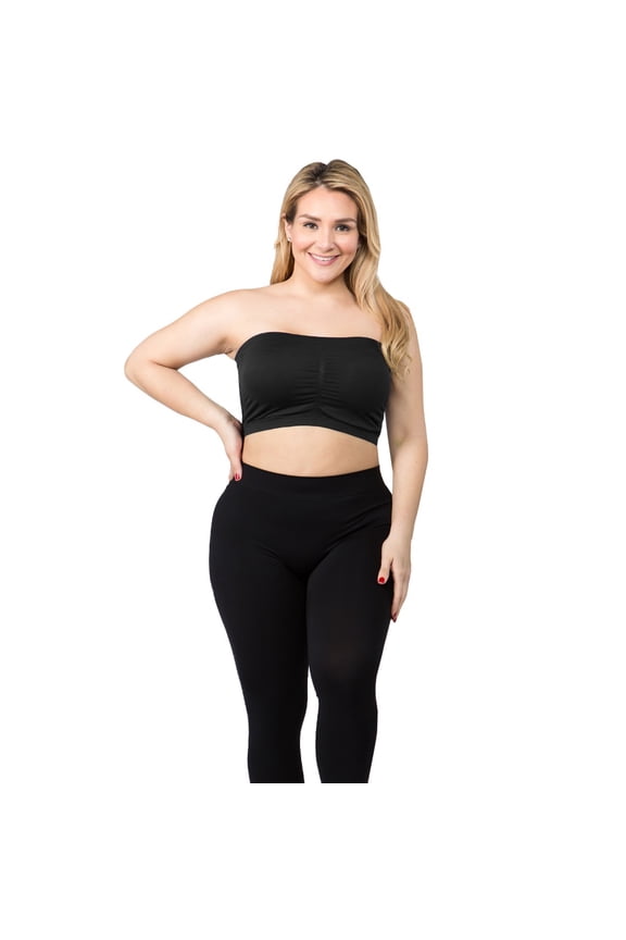 Women’s Plus Size Padded Bandeau Strapless Tube Top Bra up to 3X