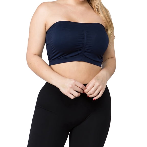 LAVRA Women's Plus Size Strapless Padded Bandeau Bra Seamless Tube Top