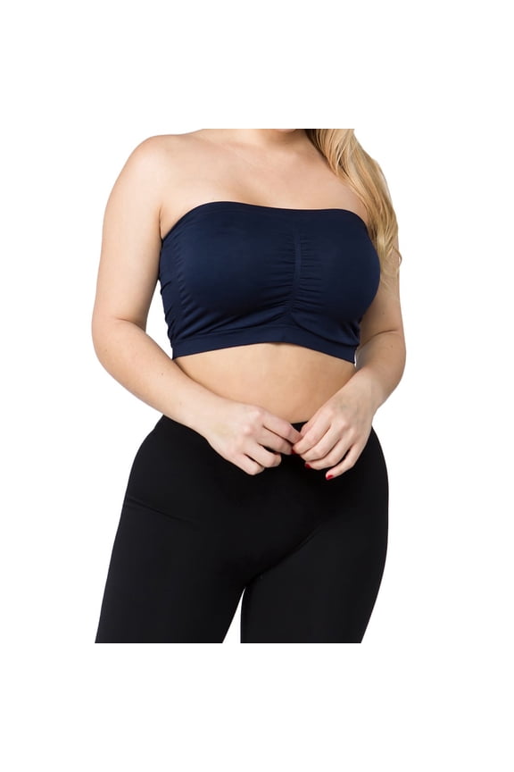 Women's Plus Size Strapless Padded Bandeau Bra Seamless Tube Top