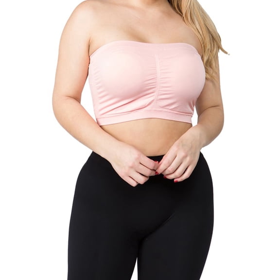 LAVRA Women's Plus Size Strapless Padded Bandeau Bra Seamless Tube Top