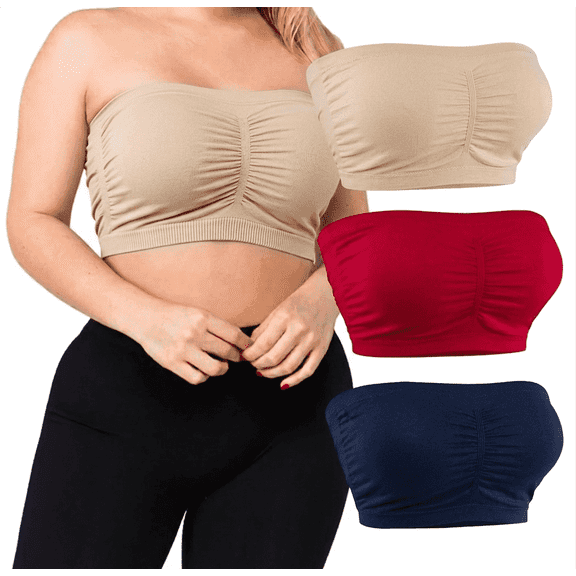 LAVRA Women's Plus Size Strapless Padded Bandeau Bra Seamless Tube Top