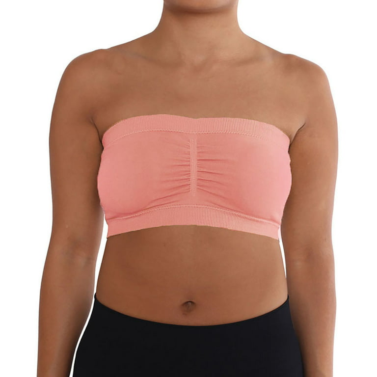 LAVRA Women's Plus Size Strapless Padded Bra Bandeau Tube Top Removable  Pads Seamless LAVRA Women's Bandeau Strapless Padded Bra Seamless Tube Top  