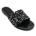 LAVRA Women's Rhinestone Slides Crystal Embellished Bling Sandals
