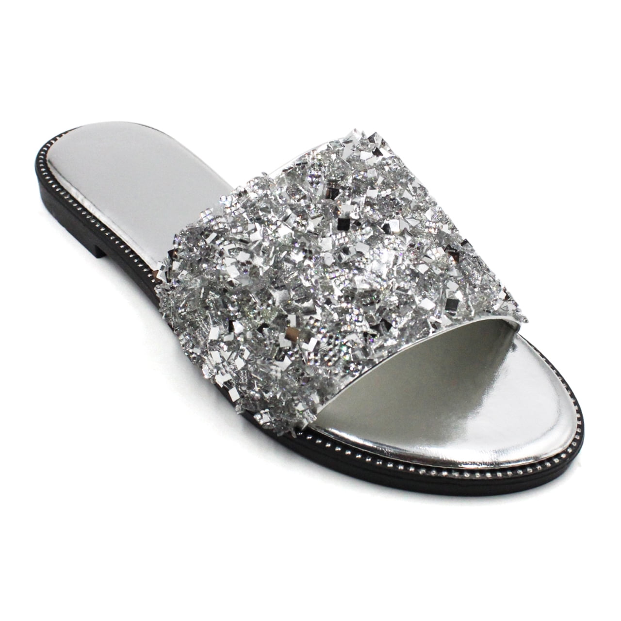 LAVRA Women s Rhinestone Slides Crystal Embellished Bling Sandals Walmart