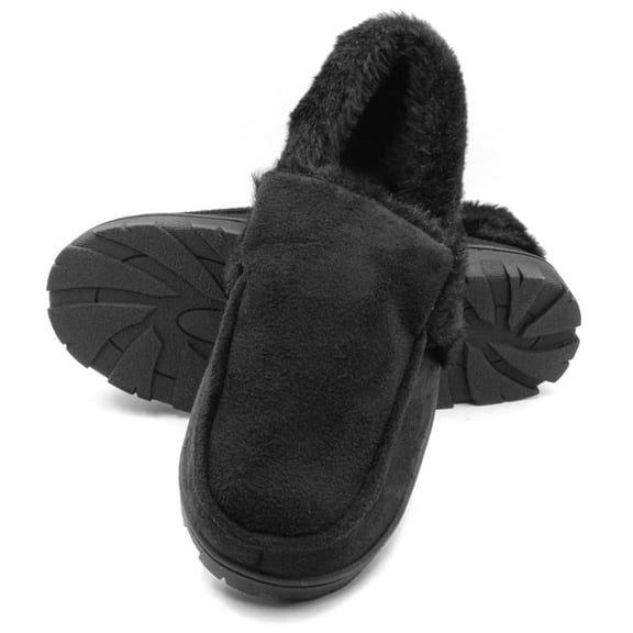 LAVRA Women's Slippers Faux Fur Lined Suede Moccasin House Shoes
