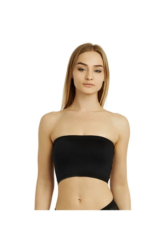 Women's Strapless Bra Cropped Seamless Tube Top Stretch Sport Bandeau