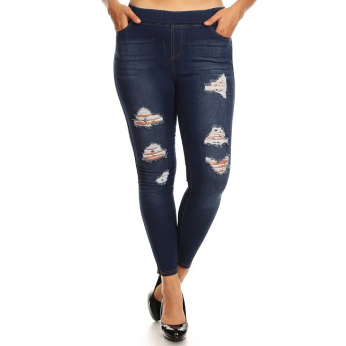LAVRA Women's True Plus Size Jegging High Waist Jeans Full Length Denim Leggings with Pockets - image 1 of 5