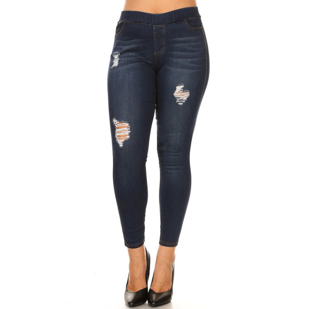 LAVRA Women's True Plus Size Jegging High Waist Jeans Full Length Denim Leggings with Pockets - image 1 of 4